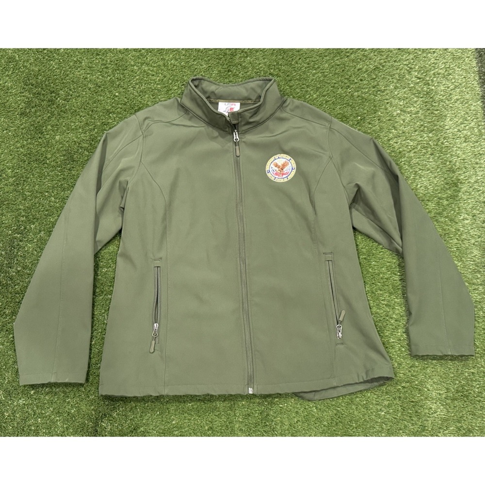 VA Department of Veteran Affairs U.S Women's Green Full Zip Up Jacket 2XL XXL